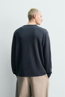 JERSEY CUELLO PANADERO LINO - LANA / ?ndigo oscuro - Zara фото 3