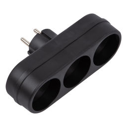 S-ES3-16O BLACK Разветвитель сетевой, б/з. 3 гнезда. 16А, 3500Вт. Черный. ТМ Uniel