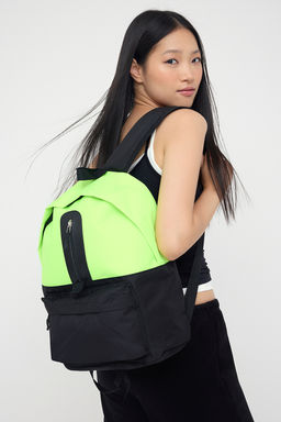 Teen Siyah Neon Yesil Kontrast Fermuar Detayl? Kids Okul S?rt Cantas? TAKAW26OI00005