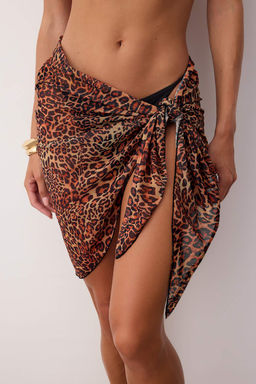 Leopar Desenli Ve Siyah 2li Baglamal? Transparan Orme Plaj Pareo TBESS25PR00002 - Trendyolmilla фото 15