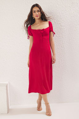 Yesil Duz Maxi Dokuma Elbise TWOSS25EL00662 - Trendyolmilla фото 5