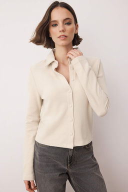 Tas Fitted Kumas Kaplamal? Dugme Detayl? Selanik Orme Bluz TWOAW26BZ00301