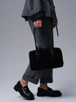 Замшевая сумка Cube DBR 31333 черный велюр  фото 4