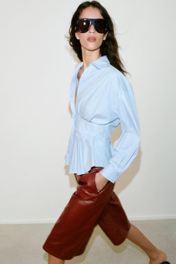 CAMISA POPEL?N PLIEGUES / Azul claro - Zara фото 6