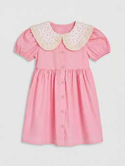 Bebe Yaka Balon Kollu K?z ?ocuk Elbise