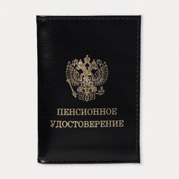 Обложка для пенсионного удостоверения, чёрная