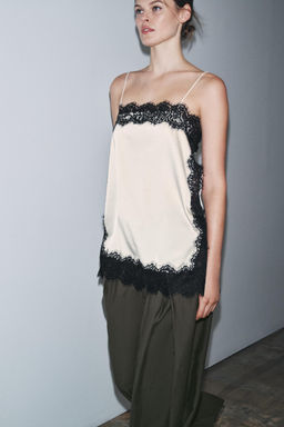 ZW COLLECTION SATIN LACE TOP - Zara фото 4