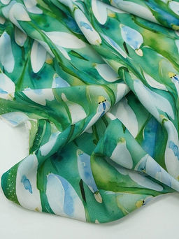 Штапель Премиум (Digital) Акварельные крокусы, ш.1.45м, вискоза-100%, 120гр/м.кв - Купава фото 4