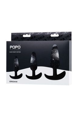 Набор анальных втулок TOYFA POPO Pleasure Eridani, силикон, черный, 3 шт.