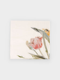 Салфетки бумажные, 33х33 см, 20 шт, квадратные, белые, Тюльпан, Bouquet