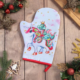 Варежка-прихватка Дракон и единорожка 20х28 см, 35% хл, 65% пэ, ватин 250 г/м2