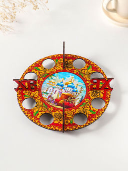 Подставка для 8 яиц Хохлома, под кулич, d=20 см