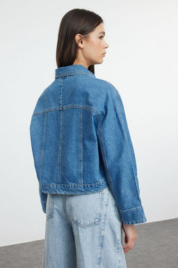 Mavi Dikis Detayl? Denim Ceket TWOAW25CE00016 - Trendyolmilla фото 5