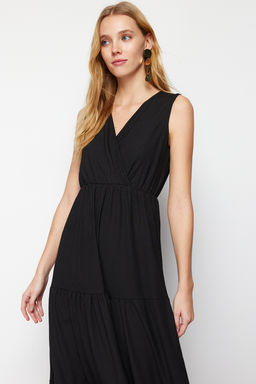 TRENDYOLMILLA Mor Cicek Desenli V Yaka Kolsuz A-Line Maxi Orme Elbise TWOSS22EL1588 фото 11