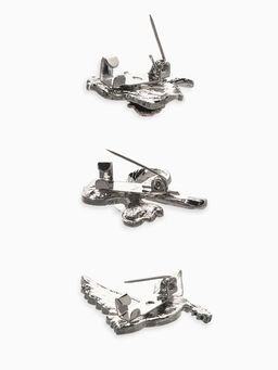 Броши "Голубь, листик, подснежник" (набор 3шт), цветной в серебре