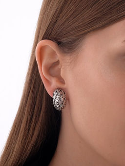 Клипсы для ушей Грейс лепестки, цвет чернёное серебро