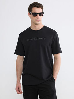 Bisiklet Yaka Bask?l? Penye Erkek Ti??rt