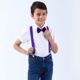 Подтяжки детские «Выбражулька», ширина 2.5 см, бабочка, фиолетовая