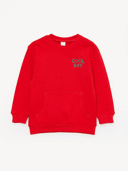 Bisiklet Yaka Uzun Kollu Bask?l? Erkek Bebek Sweatshirt