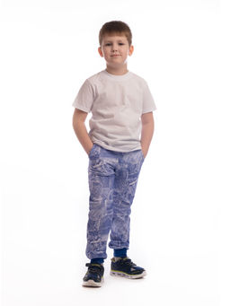 Брюки детские васильковые джинсовые карманы