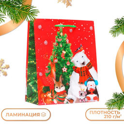 Цена за 2 шт. Пакет подарочный новогодний Зверята, 18?22.3?10 см