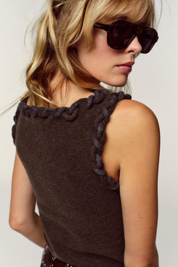 INTERWOVEN TRIM KNIT TOP - Zara фото 5