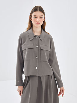 G?mlek Yaka Dokulu Kad?n Ceket