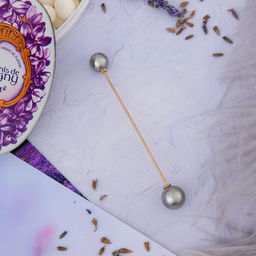 Булавка «Две жемчужины», 7 см, серая в золоте