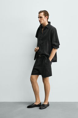 CAMISA POLO 100% LINO / Negro - Zara фото 4