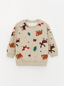 Bisiklet Yaka Uzun Kollu Bask?l? Erkek Bebek Sweatshirt ve Pantolon 2li Tak?m - Waikiki фото 2