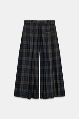 ZW COLLECTION CHECKED WOOL BLEND TROUSERS - Zara фото 7