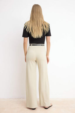 Siyah Wide Leg/Genis Paca Kemerli Normal Bel Uzun Soft Touch Orme Pantolon TWOSS26PL00149 - Trendyolmilla фото 8