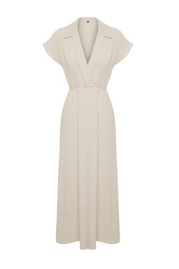 TRENDYOLMILLA Siyah A Kesim Kruvaze Yaka Aerobin Midi Dokuma Elbise TWOSS24EL00599  фото 15