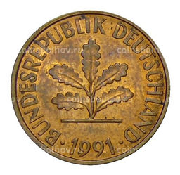 Монета 2 пфеннига 1991 года J Германия