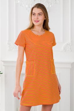 Туника женская из кулирки Руслана красная полоса на жёлтом - Амадэль фото 16