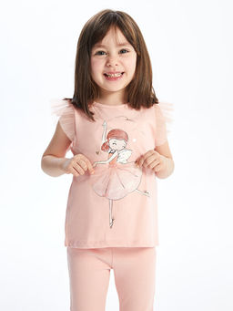 Bisiklet Yaka Bask?l? K?z Bebek Ti??rt