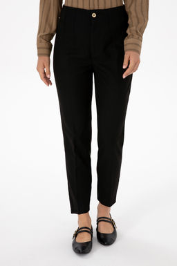 Kad_n Siyah Carrot High Waist Fit Kanvas Pantolon