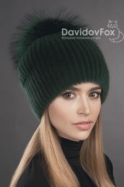 Шапка Буратино норка изумруд