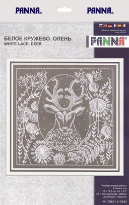 Набор для вышивания PANNA J-1944 Белое кружево. Олень 16 х 16.5 см