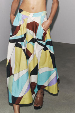 ZW COLLECTION PRINTED MIDI SKIRT - Zara фото 10