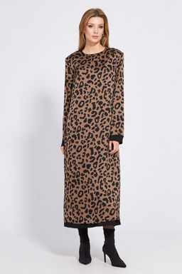 Платье 2513 коричневый леопард