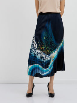 юбка плиссированная в синем цвете с абстрактным принтом - Glenfield фото 6