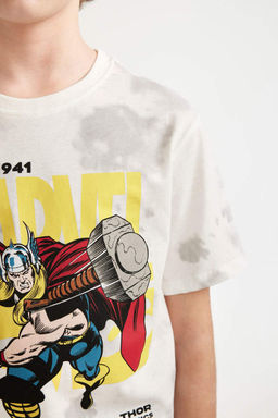 Футболка с короткими рукавами и рисунком из комиксов Marvel для мальчиков с круглым вырезом - Defacto фото 5