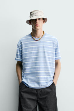 CAMISETA LAVADA RAYAS / Azul claro - Zara фото 2