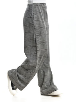 Брюки палаццо для девочки подросткам модные спорт шик UD 7872 клетка серая/черная - Mini maxi фото 6