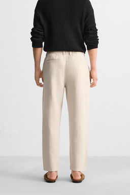 TEXTURED COTTON - LINEN TROUSERS - Zara фото 3