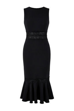 Siyah Dantel Detayl? Dokuma Midi Astars?z S?k/Gece Elbise TPRSS26EL00014 - Trendyolmilla фото 11