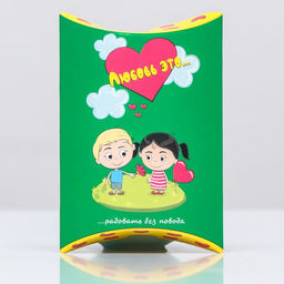 Цена за 10 шт. Коробка складная Любовь это, зеленая, 11 х 8 х 2 см - UPAK LAND фото 2