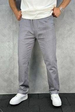 TRENDYOL MAN Gri Baggy/Bol Paca Beli Lastikli Rahat Kanvas Pantolon TMNSS25PL00043