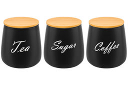 Набор 3 банок д/хранения 850 мл 12*12*13 см Tea, Coffe, Sugar с бамбук. крышк.черный матовый - Elan gallery фото 14